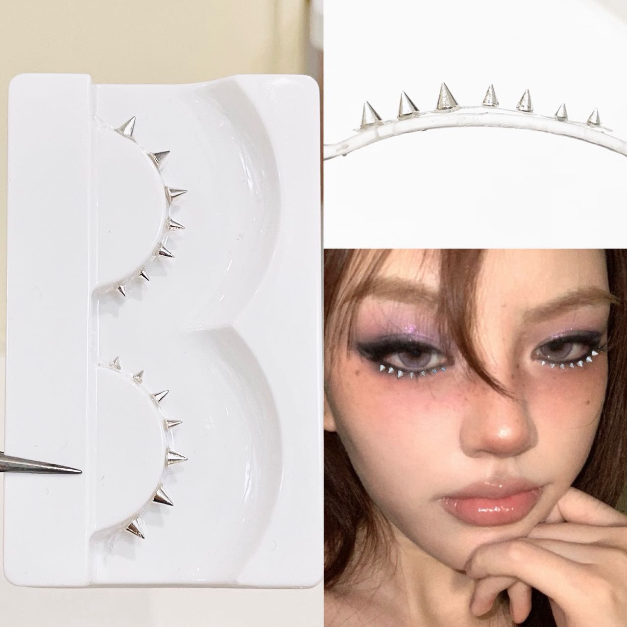 Eyelash Extension Natural - Srebrne nitki Doudoutian, pełne paski na