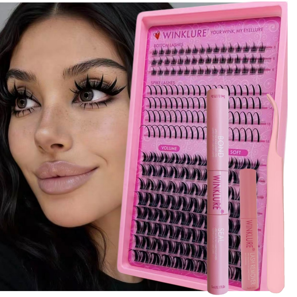 Eyelash Extension Volume Lashes - WINKLURE Zestaw Puszystych Kępek Rzęs, Zestaw